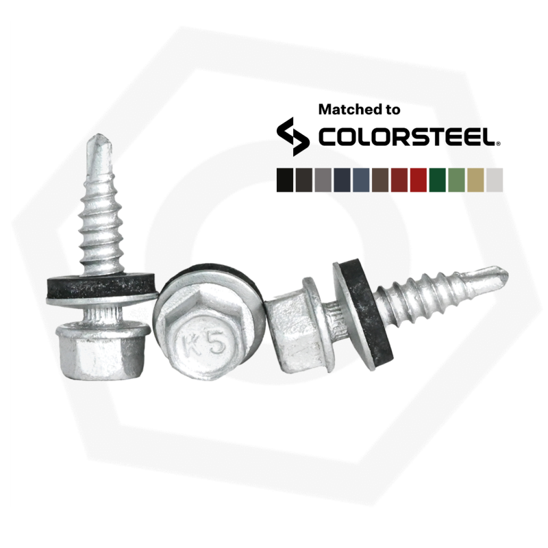 10G 14 Steeltite SDS CL5 Lap Stitching Screw C w Bonded Washer Painted 10g-14-steeltite-sds-cl5-lap-stitching-screw-c-w-bonded-washer-painted