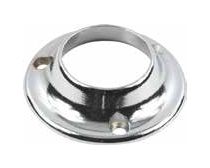 Tube support, end flange, 25mm diameter, zinc, chrome finish, each