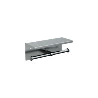 Double Toilet Roll Holder with Shelf Top - Satin Stainless Steel