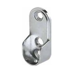 Tube support, end flange, 30 x 15mm, oval, zinc, chrome finish, each