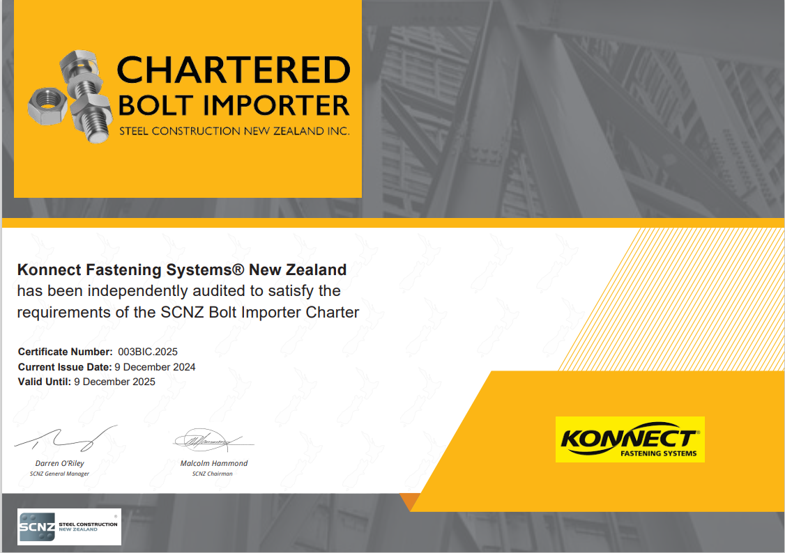 Konnect Fastening Systems Receives Bolt Import Charter Certification 
